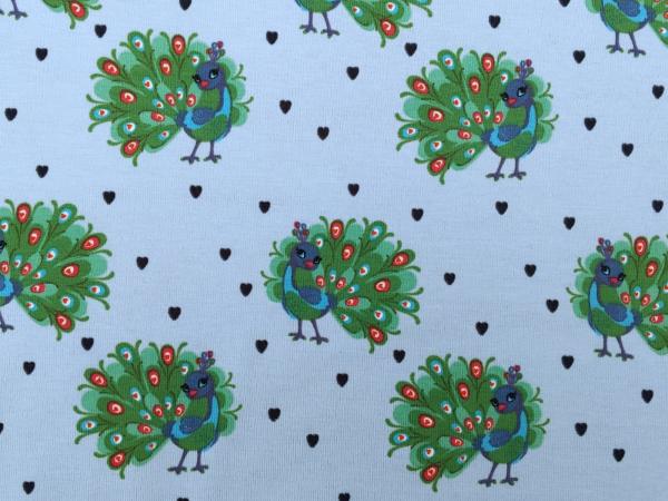 Baumwolljersey Penny Pfau hellblau